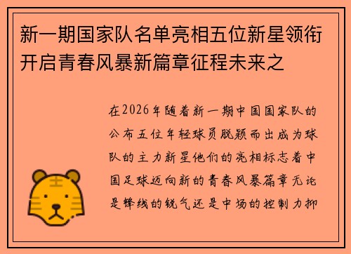 新一期国家队名单亮相五位新星领衔开启青春风暴新篇章征程未来之
